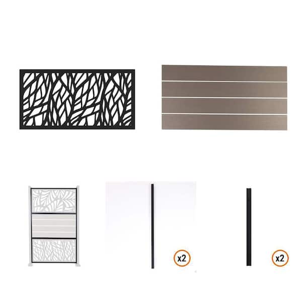 Wildwood Privacy Screen, Gray, 4-Pack, Frame, 2 Posts, 2 Extensions