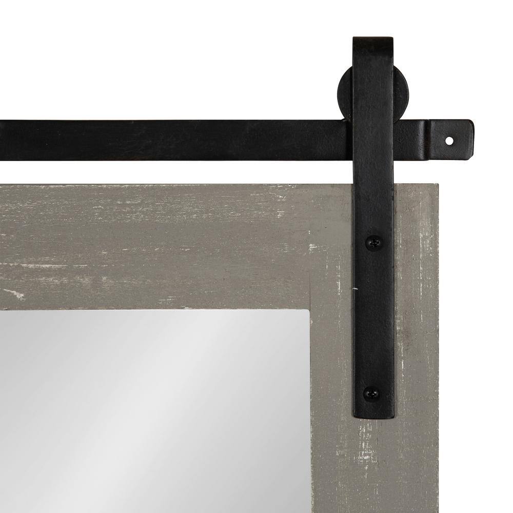 Cates Rustic Gray Wood Framed Full-Length Barn Door Mirror