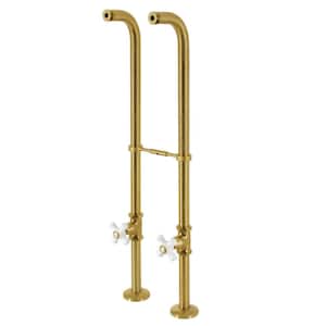 Freestanding Supply Line with Stop Valve in Brushed Brass
