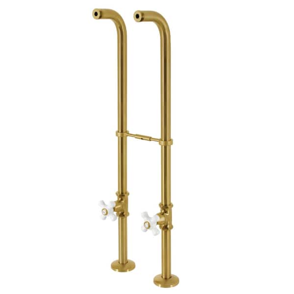 Kingston Brass Freestanding Supply Line with Stop Valve in Brushed Brass