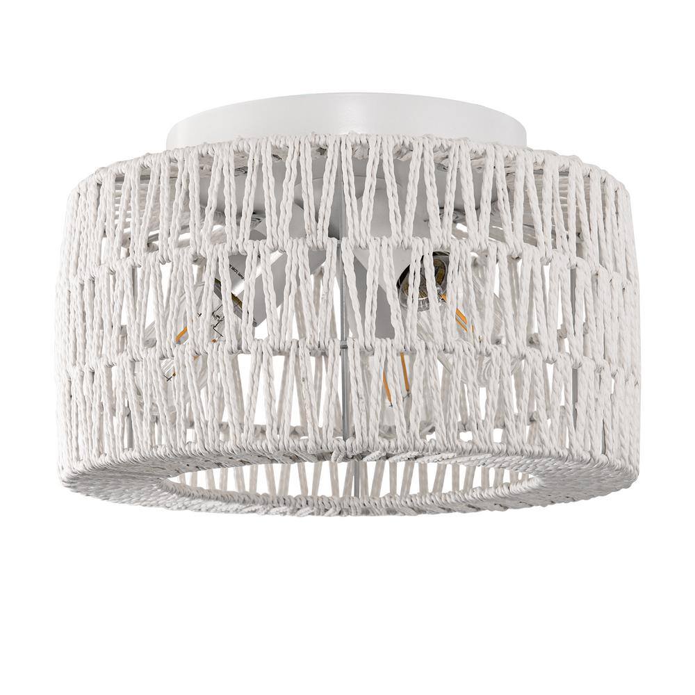11.8 in. 3-Light White Hand-Woven Rattan Ceiling Light for Bedroom, Hallway, or Living Room price history on PriceWatchPro