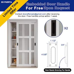 72 in. x 80 in. 3-Lites White Frosted Glass MDF Finished Closet Sliding Door with Hardware Kit