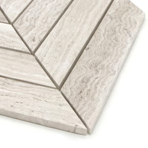 Chevron Honed Grey 6 in. x 6 in. Wood Marble Mosaic Backsplash Herringbone Floor and Wall Tile (0.25 sq.ft.)