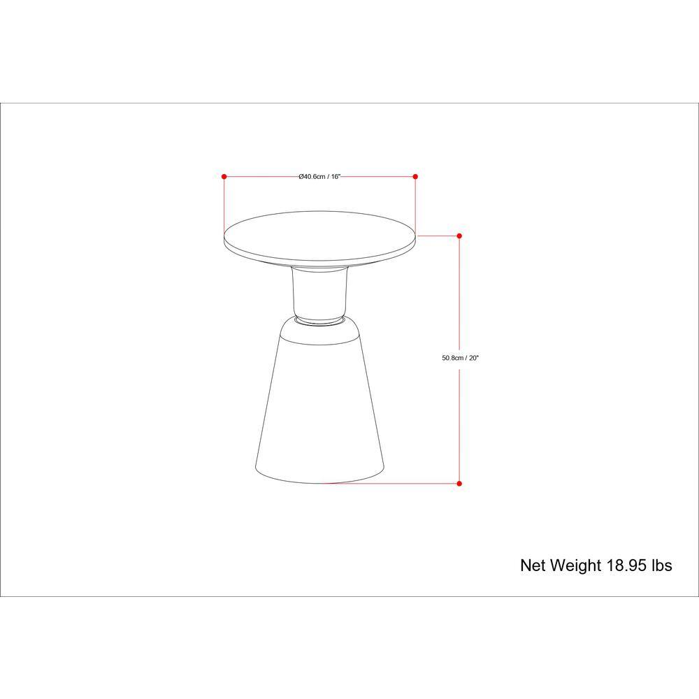 Leyla 16" Antique Brass Metal Side Table with White Marble Top
