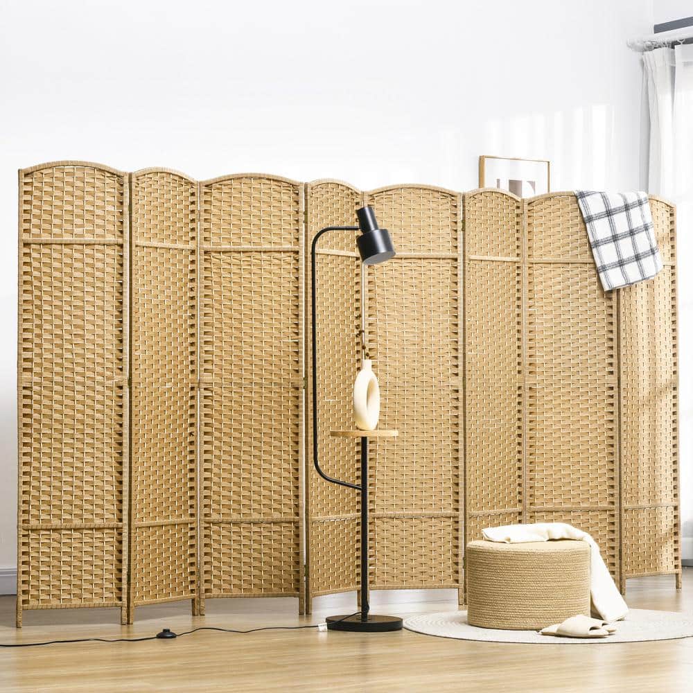 Nature Wood 8-Panel Folding Privacy Screen with Pine Frame