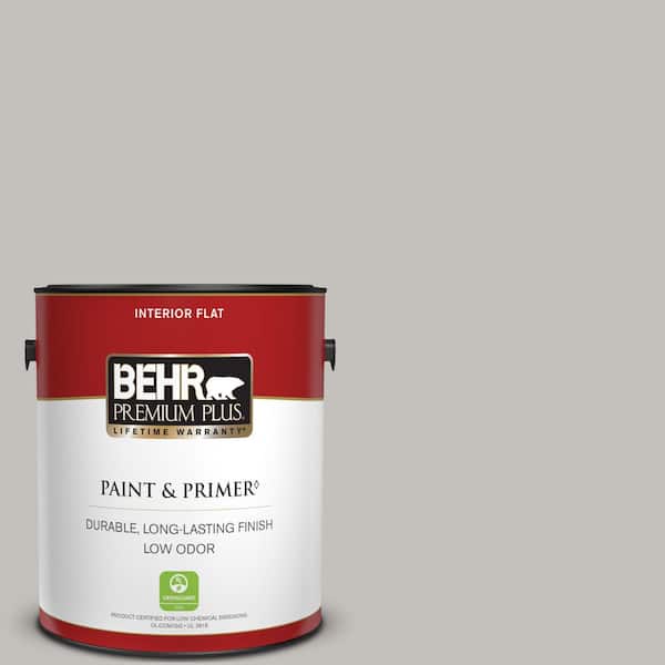 BEHR PREMIUM PLUS 1 gal. #PPU18-10 Natural Gray Flat Low Odor Interior Paint & Primer
