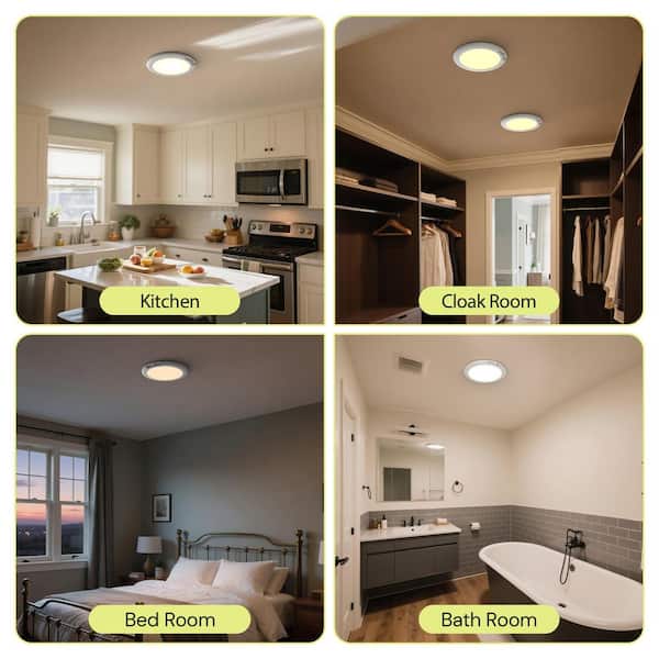 7 in. 1-Light 3CCT White Round Dimmable Integrated LED Flush Mount with Motion Sensor for Closet, Hallway, Porch, Shower