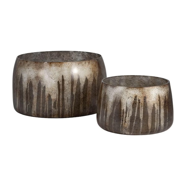 Liv & Skye Bronze Glass Glam Decorative Bowl (Set of 2)