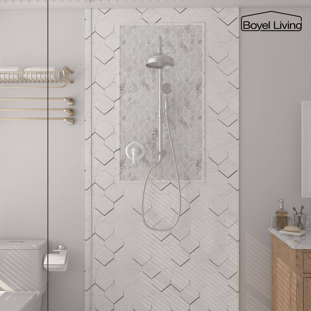 Brushed Nickel Dual Rain and Handheld Shower System