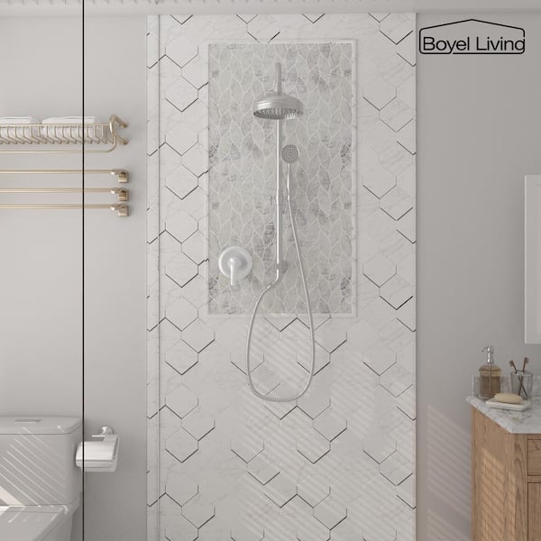 Retro Classic 1-Spray Patterns with 1.8 GPM 8 in. Wall Mount Dual Shower Heads with Rough-In Valve in Brushed Nickel