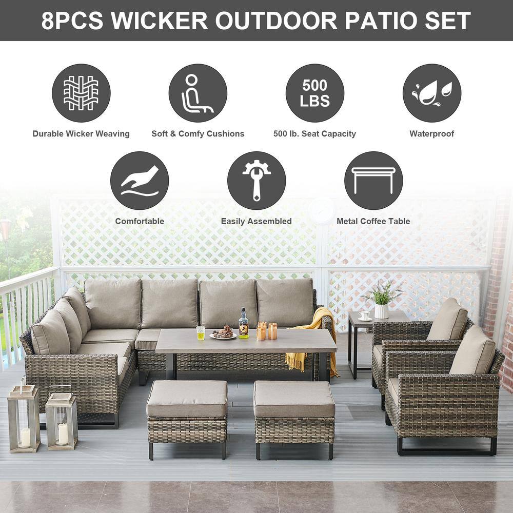 Valenta Gray Steel Frame Outdoor Lounge Chair with Cushions