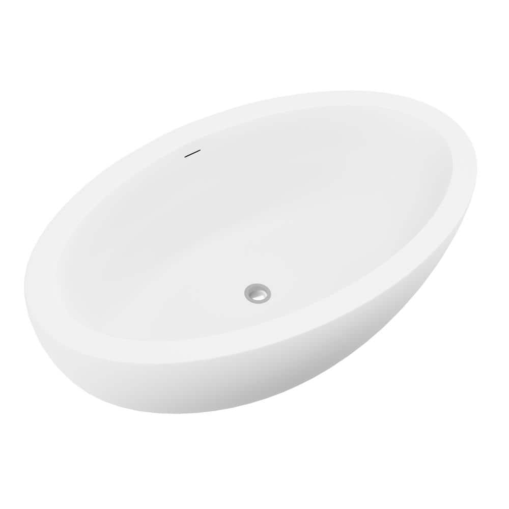 Lusso 75.5'' Matte White Freestanding Soaking Bathtub