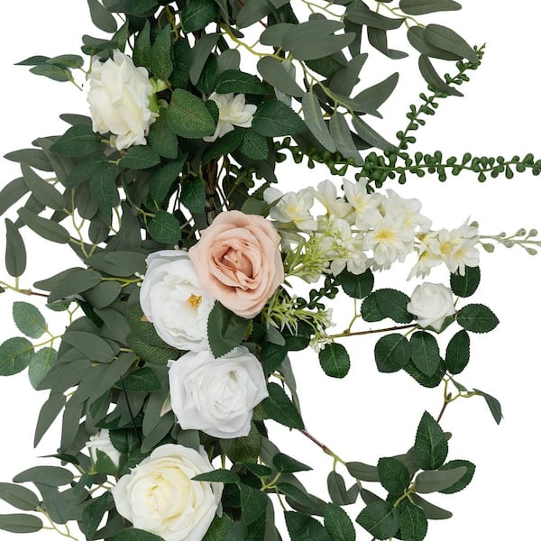 Oversized White Rose Garland, 86 Long x 16 Wide