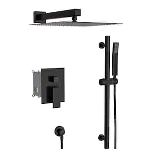 Wall-Mount Single Handle Shower Set with 1-Spray 12 in. 1.8GPM Dual Shower Head and Handheld Shower in Oil Rubbed Bronze