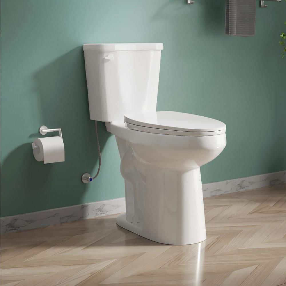 Extra Tall Toilet 21 in Elongated Bowl 1.28 GPF Single Flush White 2-Piece Toilet with Seat Included Easy Clean Surface price history on PriceWatchPro