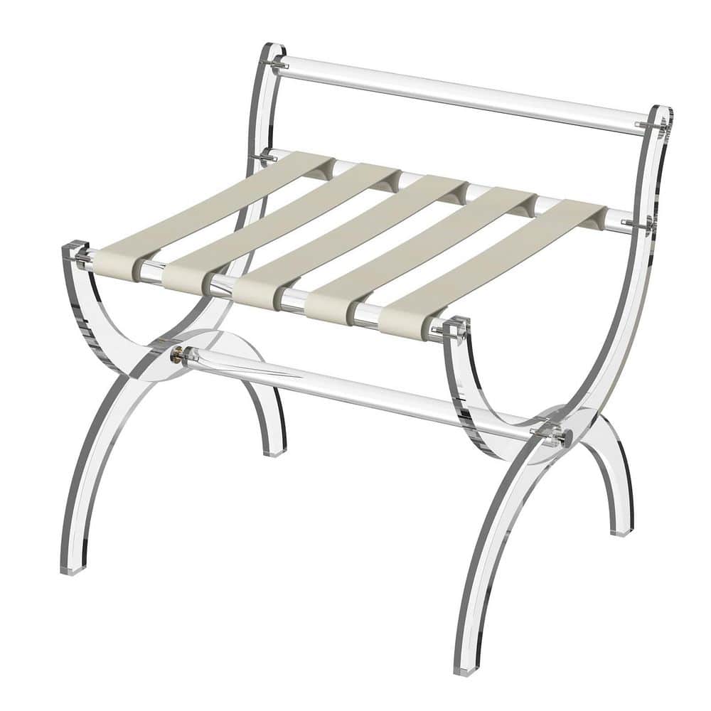 Acrylic Foldable Luggage Rack with High Back Support Bar and Leather Straps for Guest Room Bedroom Hotel, 50-100 lb. price history on PriceWatchPro