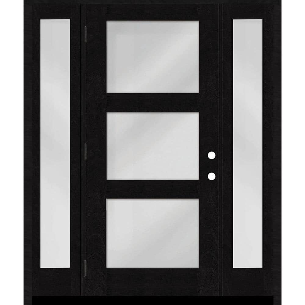 Regency 68 in. x 80 in. Modern 3-Lite Equal Clear Glass RHOS Onyx Mahogany Fiberglass Prehung Front Door DB 14 in. SL price history on PriceWatchPro