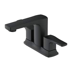 Tribune 4 in. Centerset Double Handle Bathroom Faucet with Metal Touch Down Drain in Satin Black