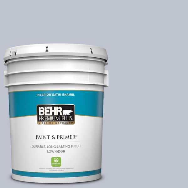 BEHR PREMIUM PLUS 5 gal. #S550-2 Powder Lilac Satin Enamel Low Odor Interior Paint & Primer