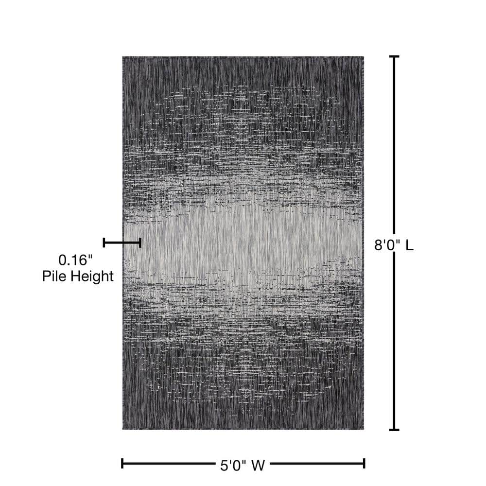Charcoal Gray Abstract Synthetic 8' x 10' Washable Rug