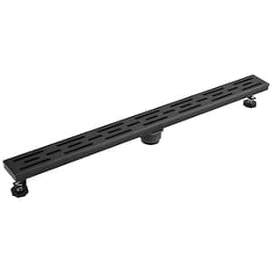 32 in. Stainless Steel Linear Shower Drain with Slot Pattern Drain Cover in Matte Black