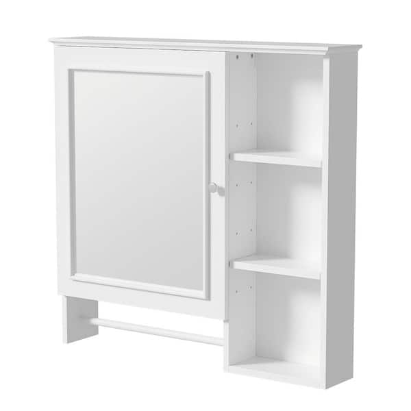 29 in. W x 28 in. H Rectangular Wall Mounted Medicine Cabinet with Mirror, Adjustable Shelves in White