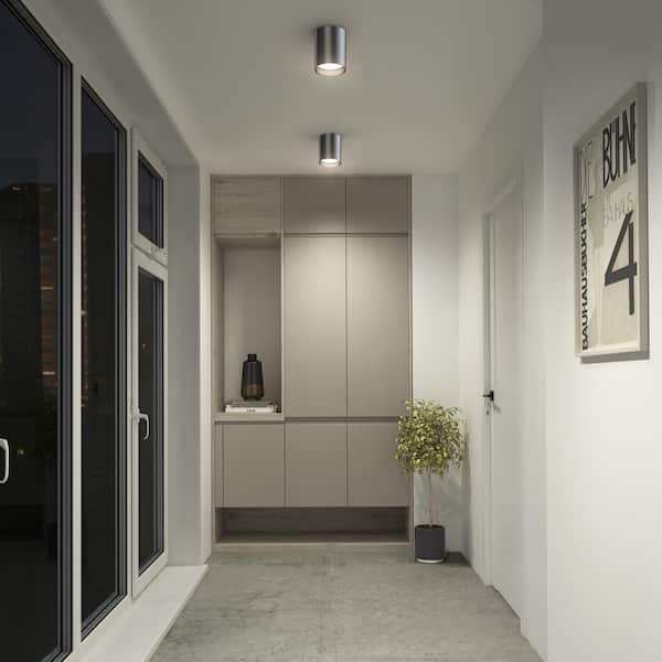 Radius 4.72 in. 1 Light Matte Black Selectable 3 CCT Integrated LED Flush Mount Ceiling Light Light