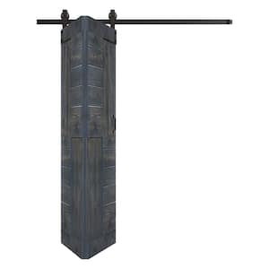 S Style 42in. x 84in. (21"x 84"x 2Panels) Carbon Gray Solid Wood Bi-Fold Barn Door With Hardware Kit - Assembly Needed