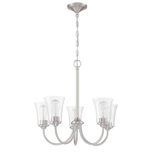 CRAFTMADE Gwyneth 5-Light Brushed Nickel Finish w/Seeded Glass Transitional Chandelier for Kitchen/Dining/Foyer No Bulb Included