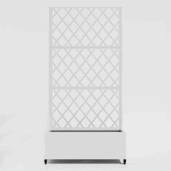 72 in. x 35 in. x 16 in. Metal Rectangular Planter Box With Climbing Frame, White