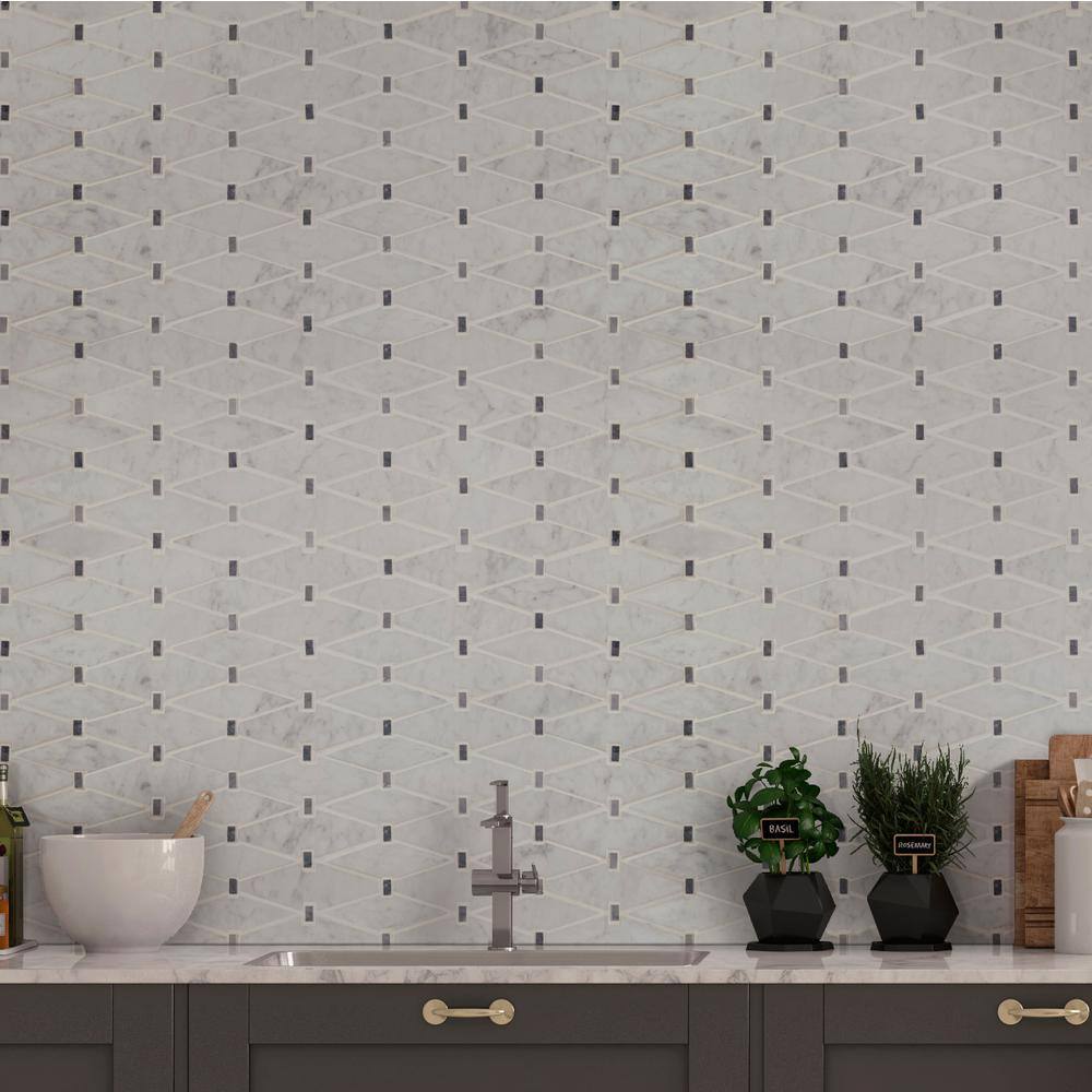 Azula Floret 12x12 Marble Mosaic Tile for Bathroom and Kitchen