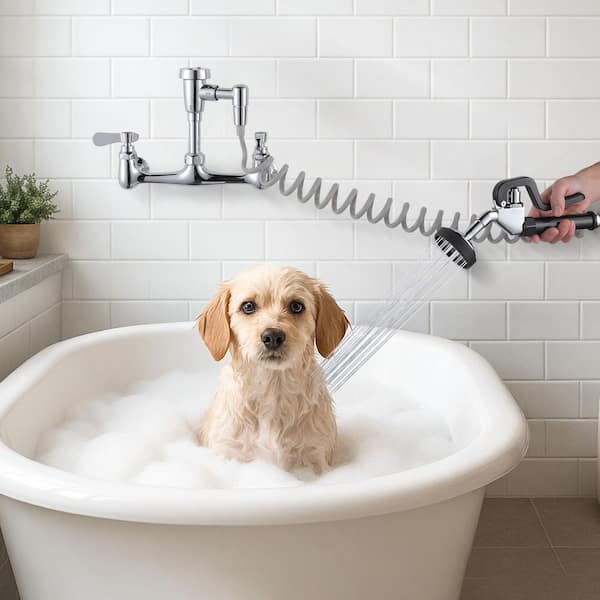 WOWOW Double Handle Wall Mounted Pet Grooming Faucet in - Main Image