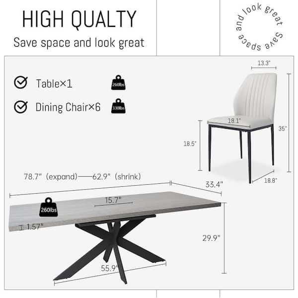 6 seater dining discount dimensions