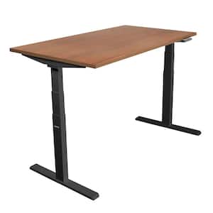 55 in. Rectangular Dual Motor Electric Standing Desk with Brown Tabletop