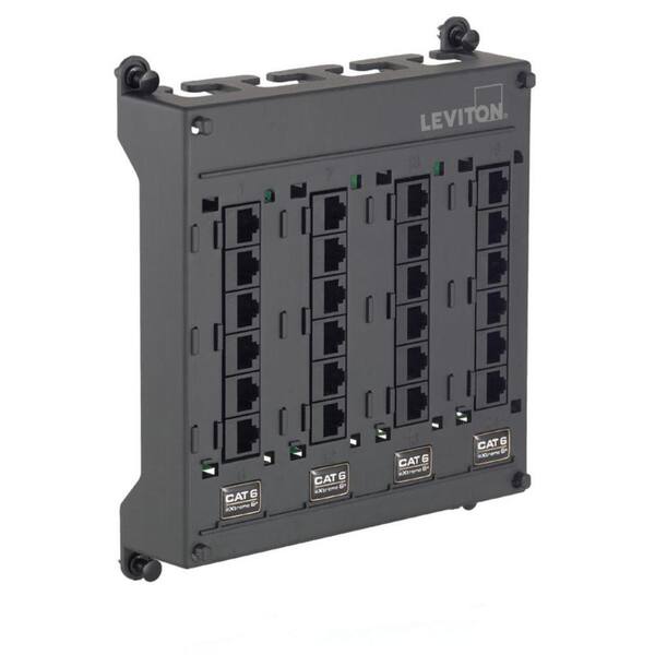 Leviton Structured Media Twist and Mount Patch Panel with 6-Cat 5e Ports/6-Cat 6 Ports - Black-DISCONTINUED