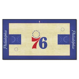 NBA Philadelphia 76ers Tan 3 ft. x 5 ft. Indoor Basketball Court Runner Rug