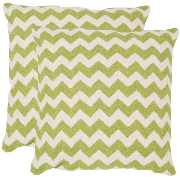 SAFAVIEH Tealea Striped Lime/Green 22 in. x 22 in. Throw Pillow (Set of 2)