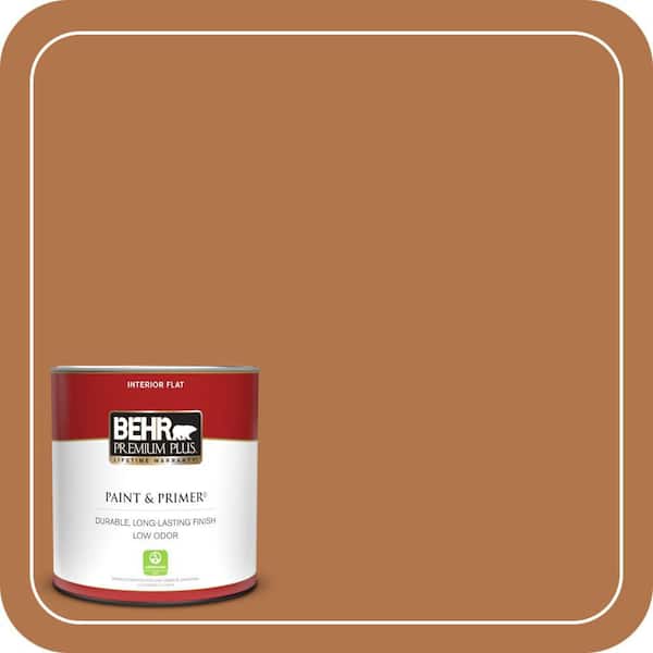 BEHR PREMIUM PLUS 1 qt. #PMD-41 Copper Mine Flat Low Odor Interior Paint & Primer