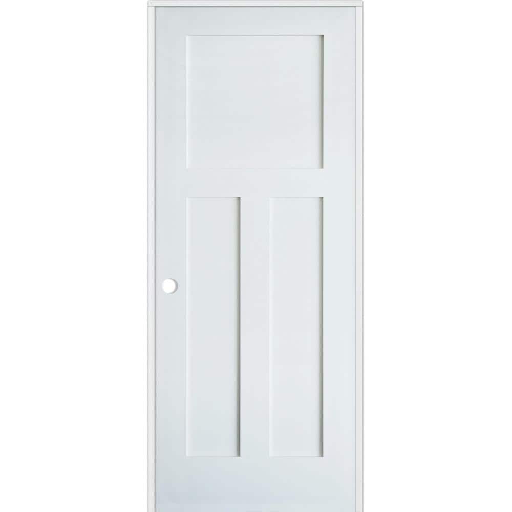 18 in. x 80 in. Craftsman Shaker Primed MDF 3 Panel Solid Core Right-Hand Single Prehung Interior Door price history on PriceWatchPro
