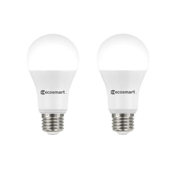 EcoSmart 75-Watt Equivalent A19 Dimmable Energy Star LED Light Bulb Bright White (2-Pack)