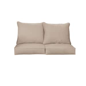 25 in. x 25 in. x 5 in. (4-Piece) Deep Seating Outdoor Loveseat Cushion in Sunbrella Revive Sand