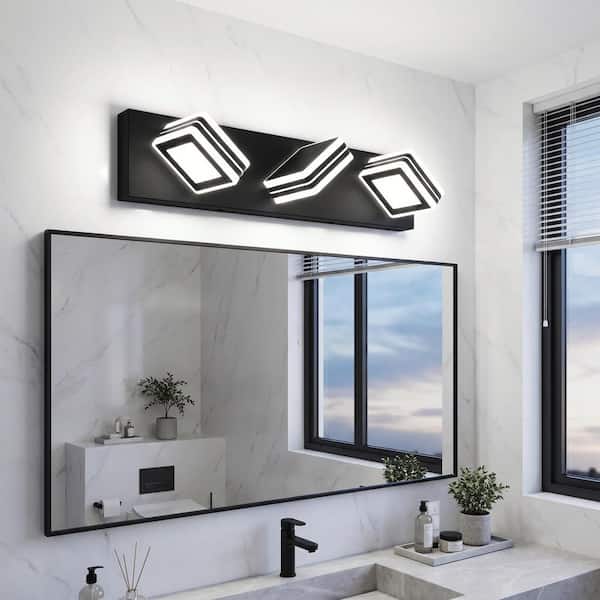 20 in. 3 Light Modern black Finish Vanity Light Fixture Bathroom Over Mirror Wall Lights with Iron Acrylic