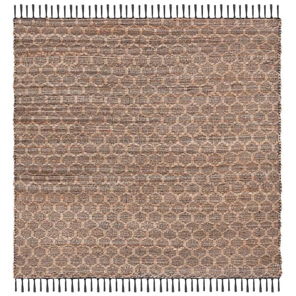 Cape Cod 6 ft. x 6 ft. Charcoal/Natural Trellis Lattice Square Area Rug
