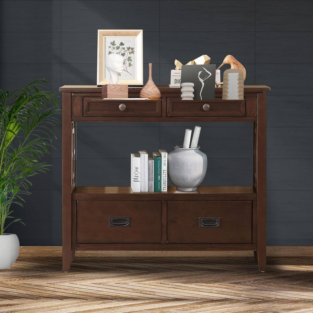 Utopia 4niture Dewei Espresso 36 in. Standard Rectangle Wood Console
