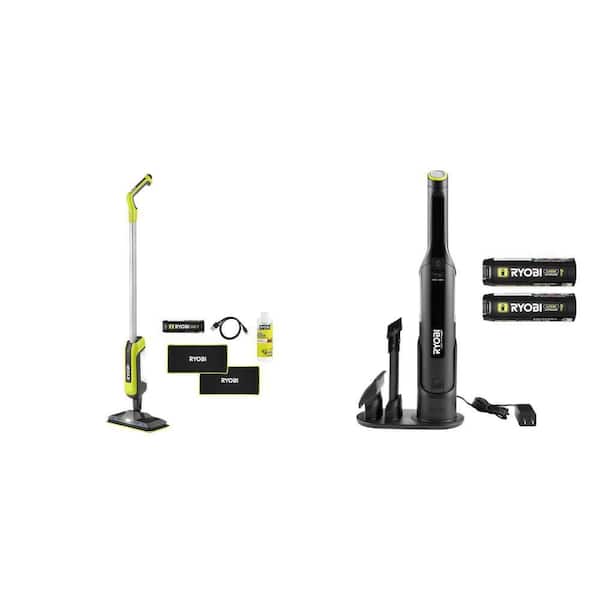 USB Lithium Cordless Agitating Spray Mop Kit with Microfiber Cloth Pads (2-Count) and Compact Hand Vacuum Cleaner Kit