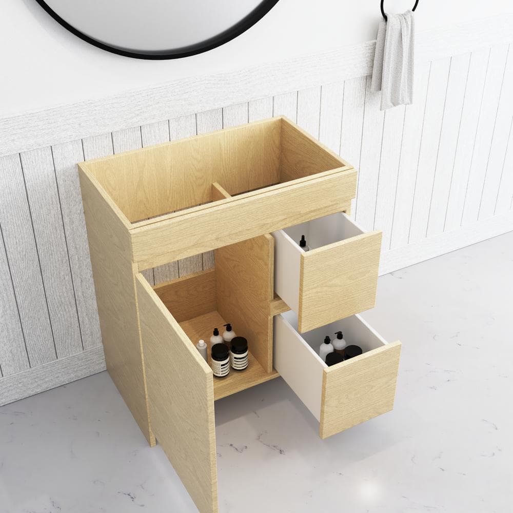 Cinnamon 30" White Oak Freestanding Bathroom Vanity Base