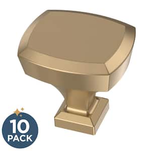 Beveled 1-1/4 in. (31 mm) Champagne Bronze Square Cabinet Knobs (10-Pack)
