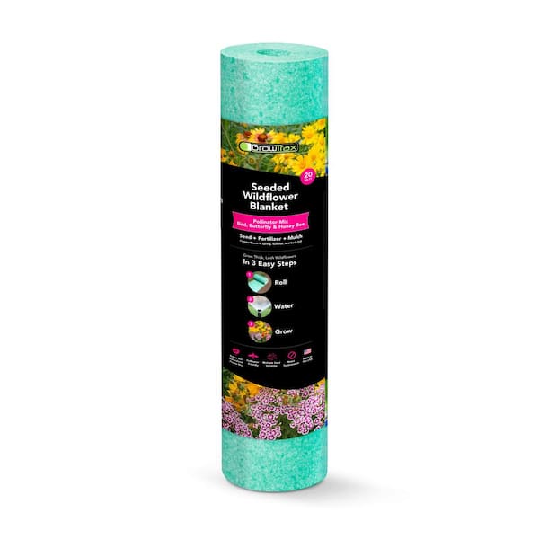 GROWTRAX 20 sq. ft. 3-in-1 Seeded Wildflower Blanket - Pollinator Mix