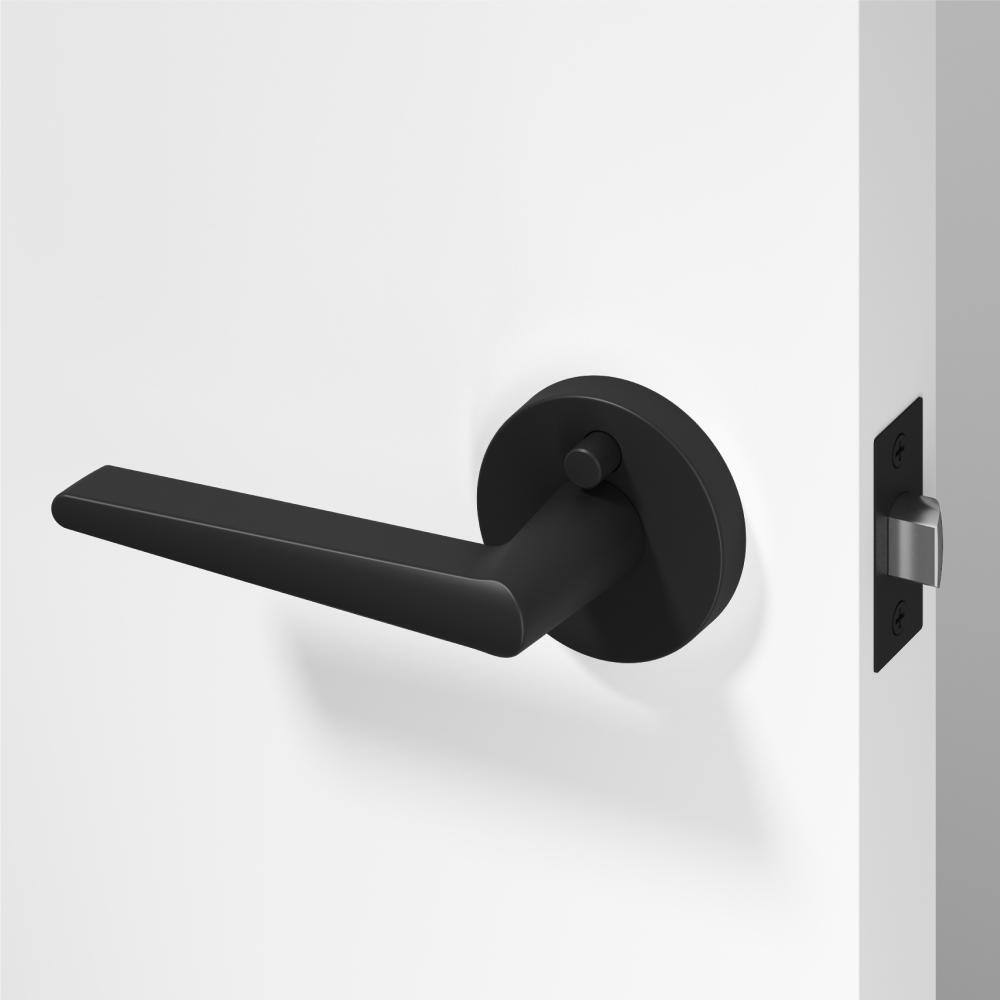 Halo Metal Matte Black Privacy Bed/Bath Flat Door Handle with Push Button and Round Rosette price history on PriceWatchPro