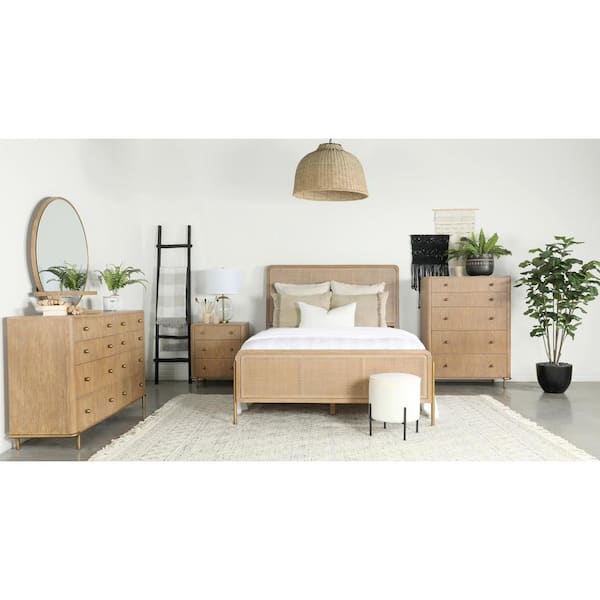 Arini Natural and Sand Rattan King Panel Bed